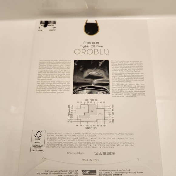 OROBLU Primroses Sheer Tights 20 Denier Size M Black - Picture 6 of 9